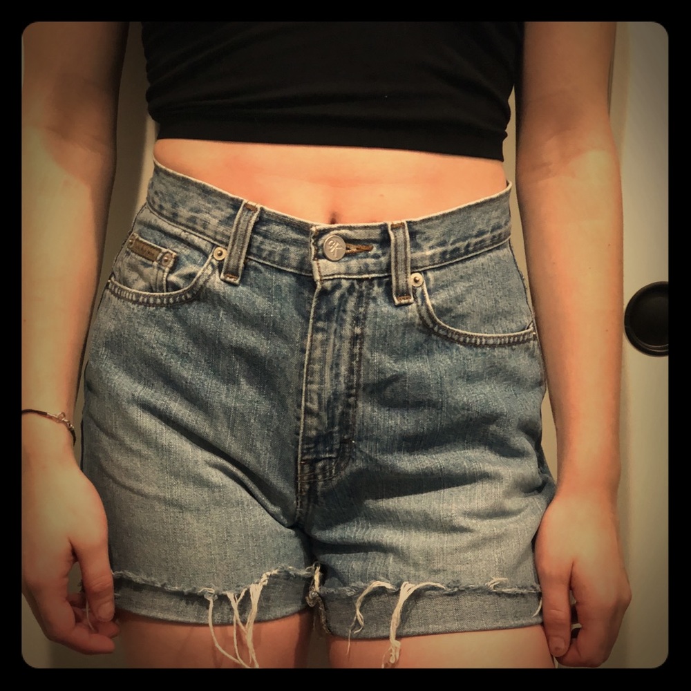 Calvin Klein high waisted denim shorts